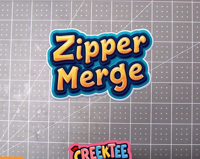 Zipper Merge Vinyl Sticker, Window Cling or Magnet in UV Laminate Coating