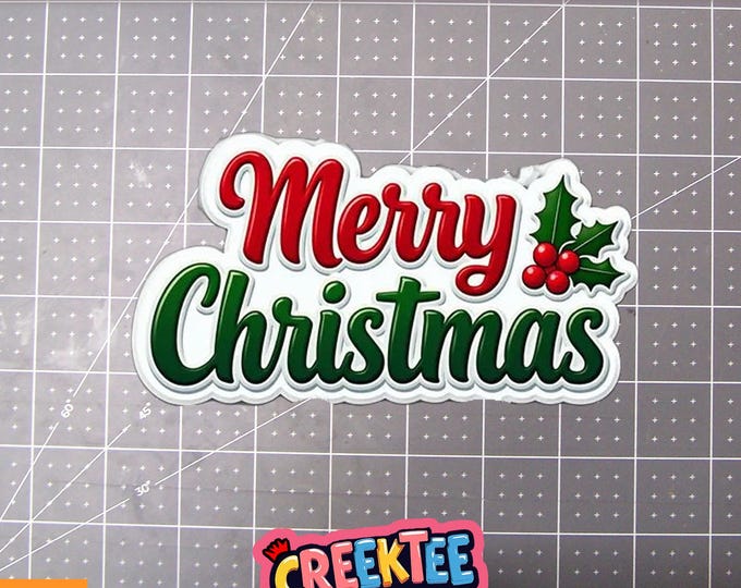 Merry Christmas Vinyl Sticker, Window Cling or Magnet in UV Laminate Coating