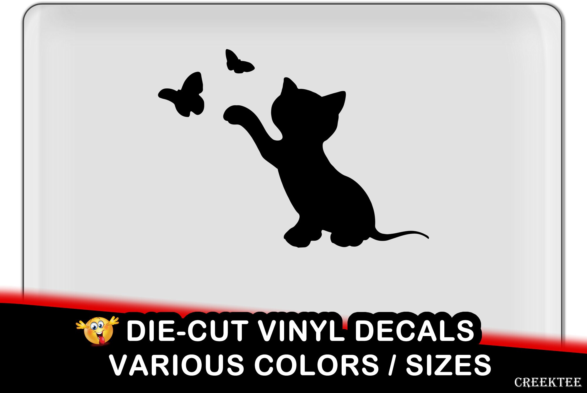 Kitten Cat Vinyl Decal - fun vinyl decal in various colors Kitten Cat Vinyl Decal - fun vinyl decal in various colors