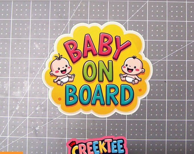 Baby On Board Cute Cat Vinyl Sticker, Window Cling or Magnet in UV Laminate Coating
