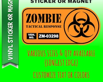 Zombie Response Vehicle bumper sticker or car magnet in various sizes