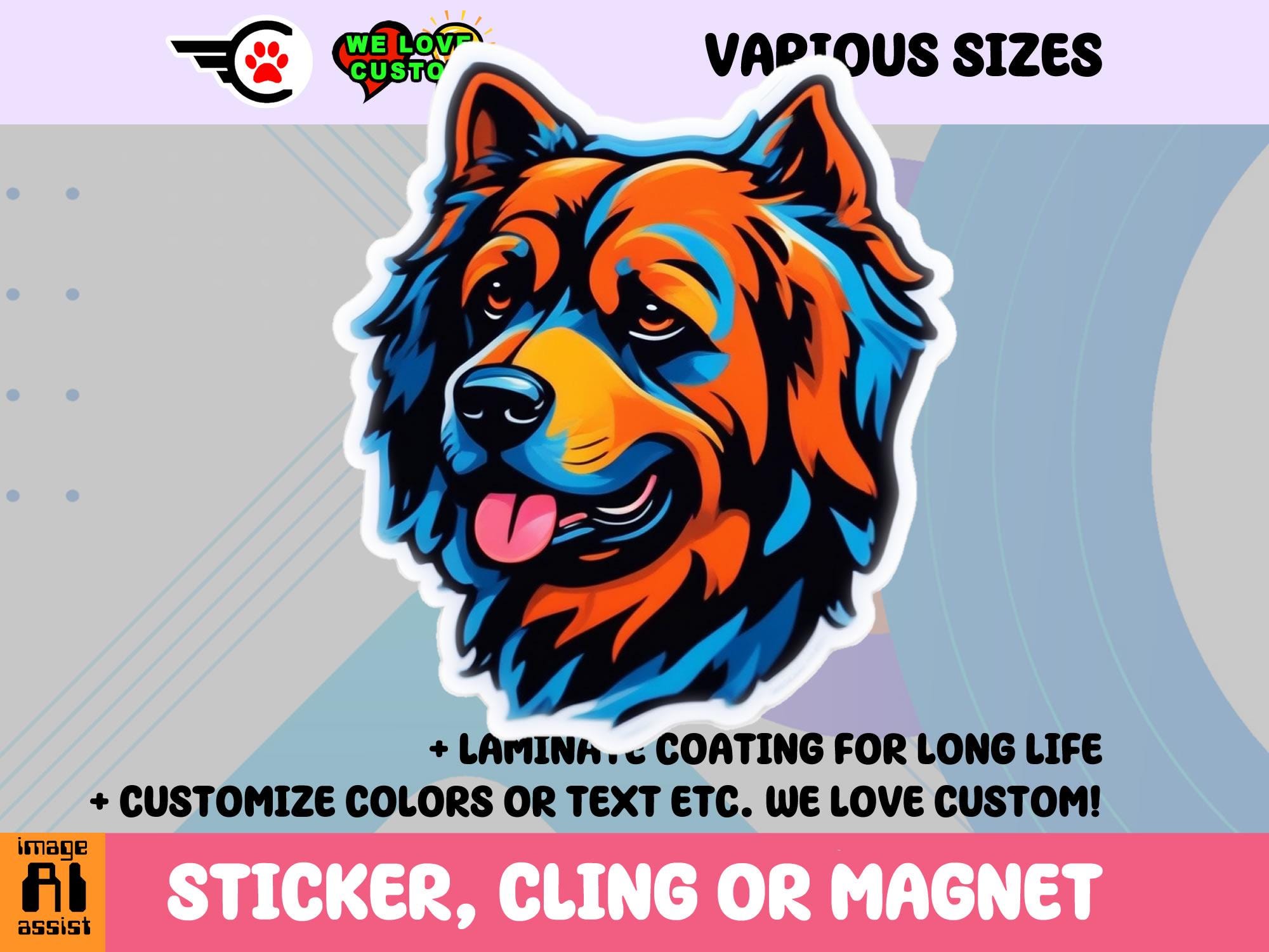 Cool Dog Vinyl Sticker, Magnet or Window Cling in Various Sizes