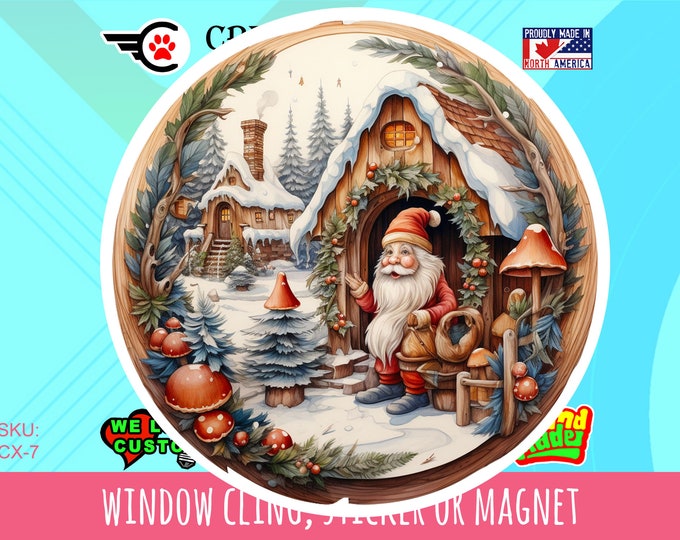 Christmas Round Stickers, Window Cling or Magnets. Various Sizes, sticker sheet available, Laminate available, Vinyl or Standard materials