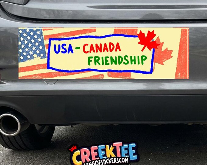 Canada USA Bumper Sticker, Magnet, Vinyl Sticker, Window Cling or Magnet in UV Laminate Coating
