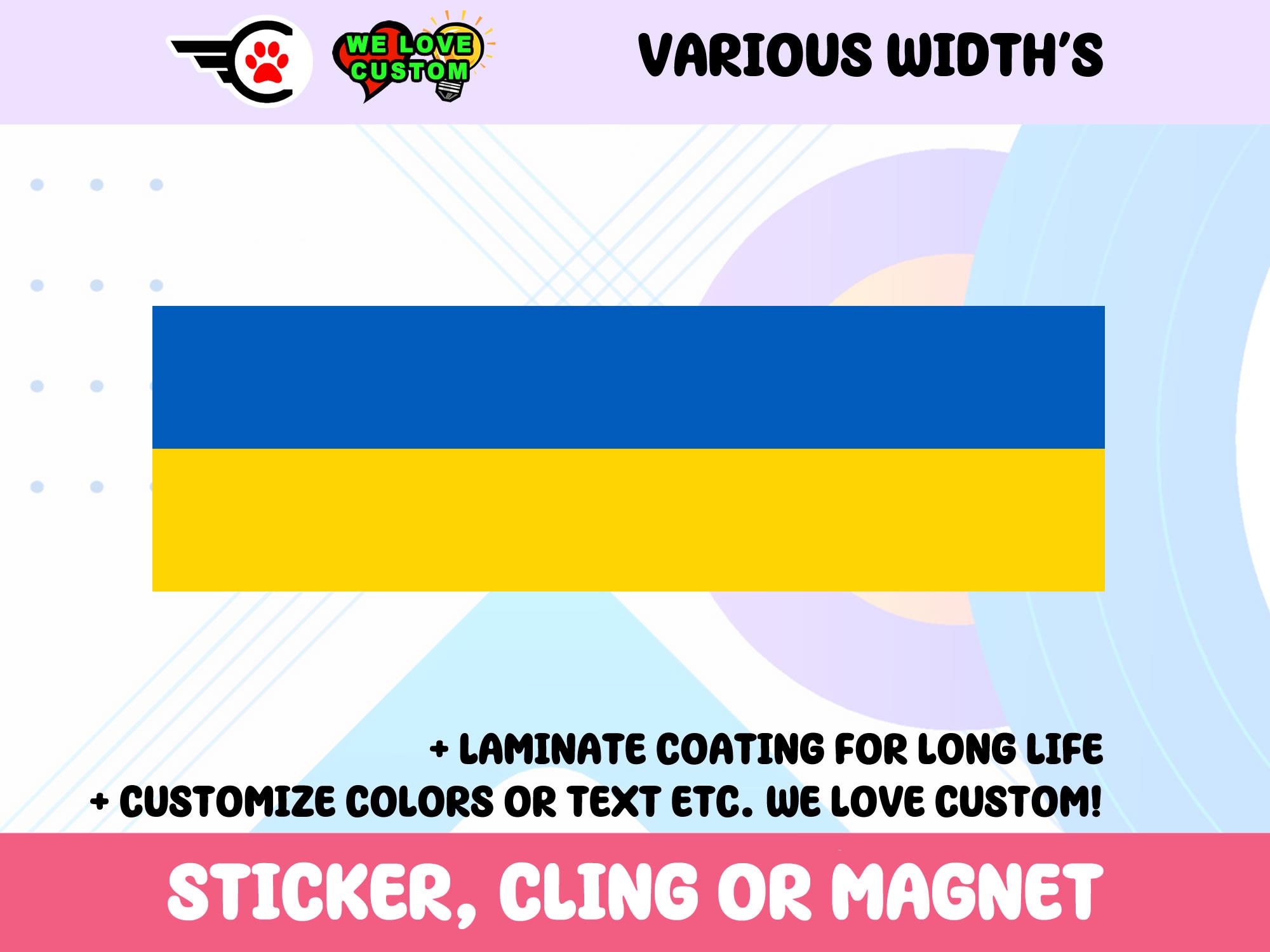 Ukraine Vinyl Sticker, Window Cling or Magnet in UV Laminate Coating Choose 10