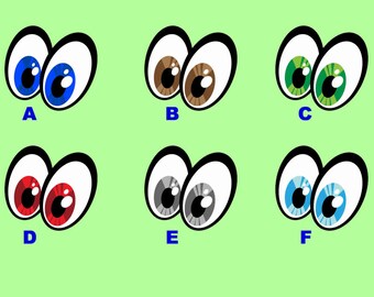 Fun Cartoon Eyes Vinyl Sticker or Magnet, Vinyl Sticker, Laminate, UV Laminate and Magnet options various sizes