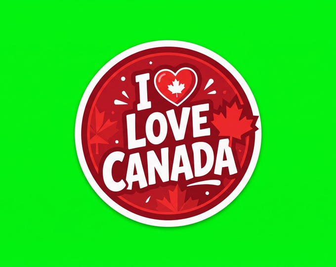 I Love Canada Bumper Sticker, Magnet, Vinyl Sticker or Window Cling, UV Laminate Coating