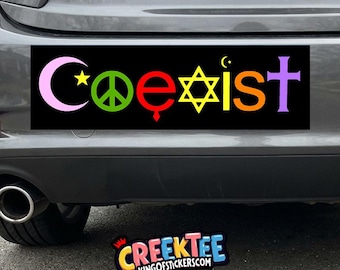 Coexist Bumper Sticker, Magnet, Vinyl Sticker, Window Cling or Magnet in UV Laminate Coating