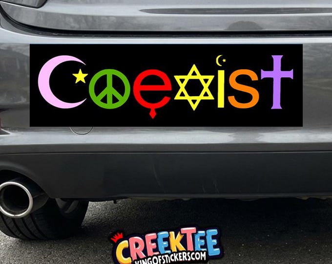 Coexist Bumper Sticker, Magnet, Vinyl Sticker, Window Cling or Magnet in UV Laminate Coating