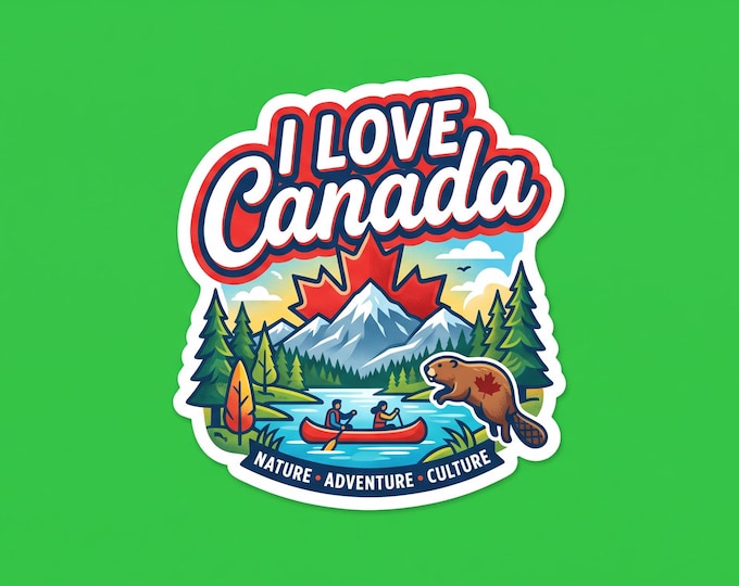 I Love Canada Bumper Sticker, Magnet, Vinyl Sticker or Window Cling, UV Laminate Coating