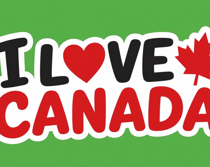 I Love Canada Bumper Sticker, Magnet, Vinyl Sticker or Window Cling, UV Laminate Coating