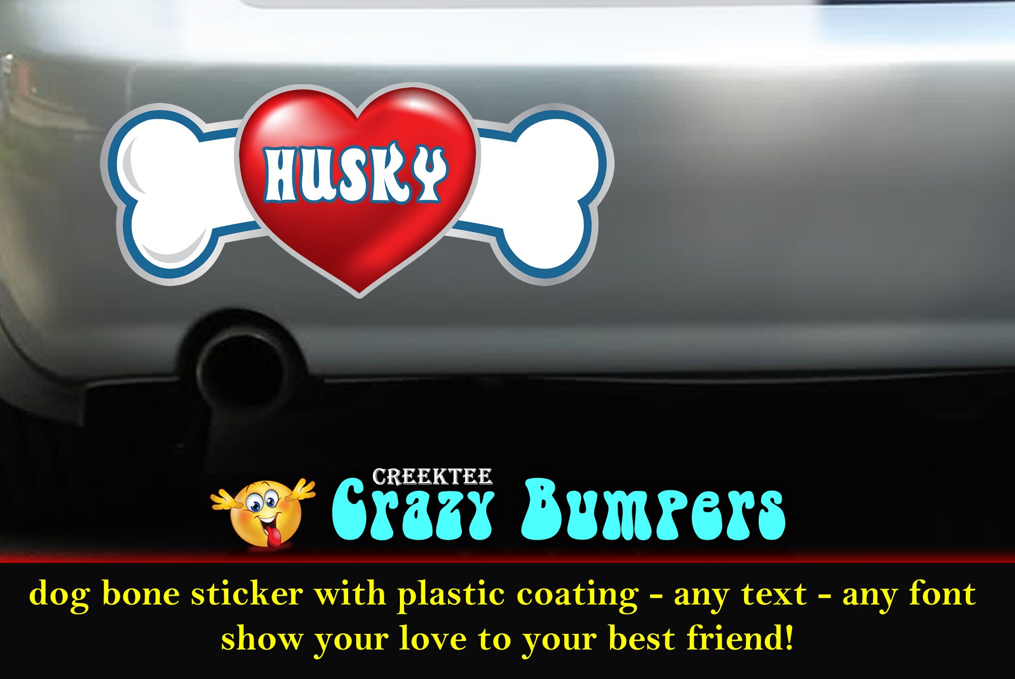 I love my Husky dog bone sticker - Custom changes and orders welcomed! I love my Husky dog bone sticker - Custom changes and orders welcomed!