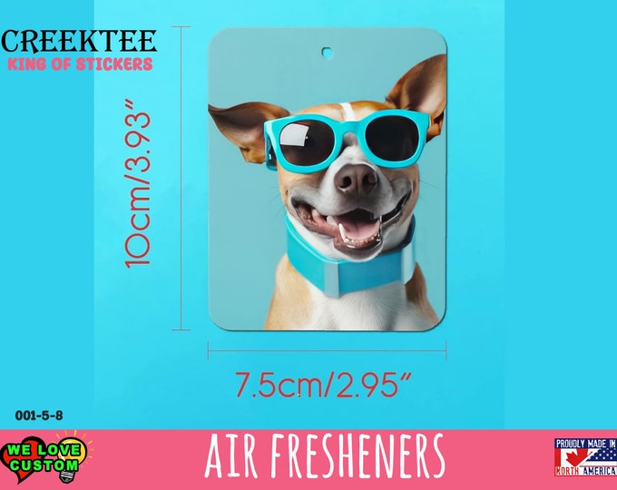 Cute Dog Air Freshener Felt - Custom Print Personalized Car Air Freshener - Scented or un-Scented Photo On Both Sides 3.98 x 2.99 in.