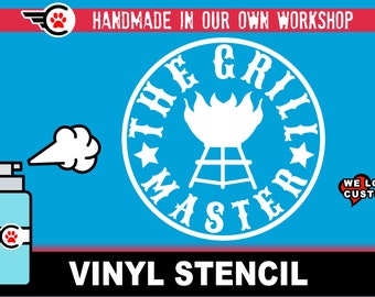 The Grill Master Stencil Vinyl Material custom text or image stencil for Airbrush, painting  stencil single use.