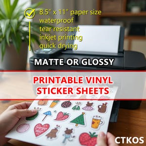 Printable Inkjet Vinyl Waterproof Sticker Sheets plus optional Self Adhesive Laminate Sheets