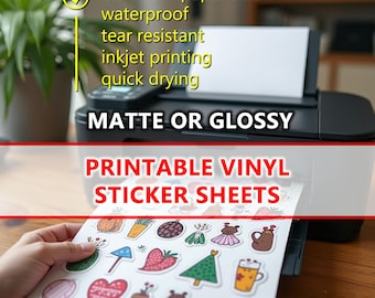Printable Inkjet Vinyl Waterproof Sticker Sheets plus optional Self Adhesive Laminate Sheets
