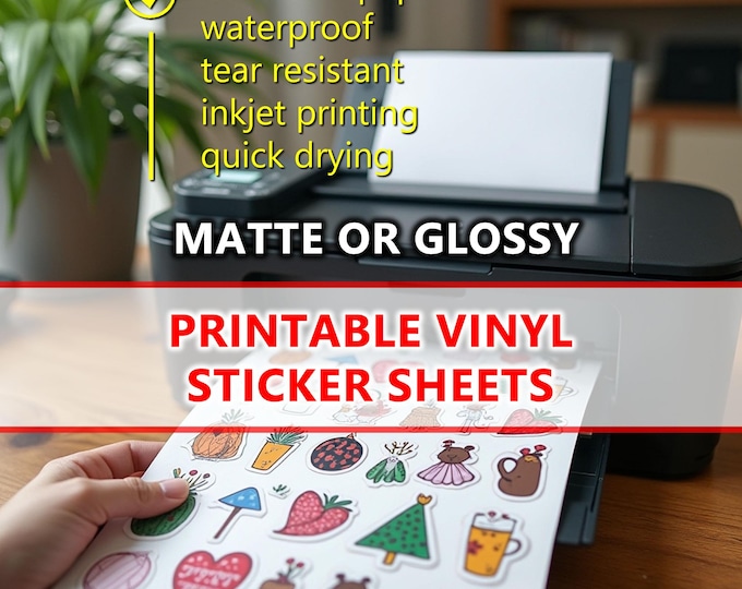 Printable Inkjet Vinyl Waterproof Sticker Sheets plus optional Self Adhesive Laminate Sheets