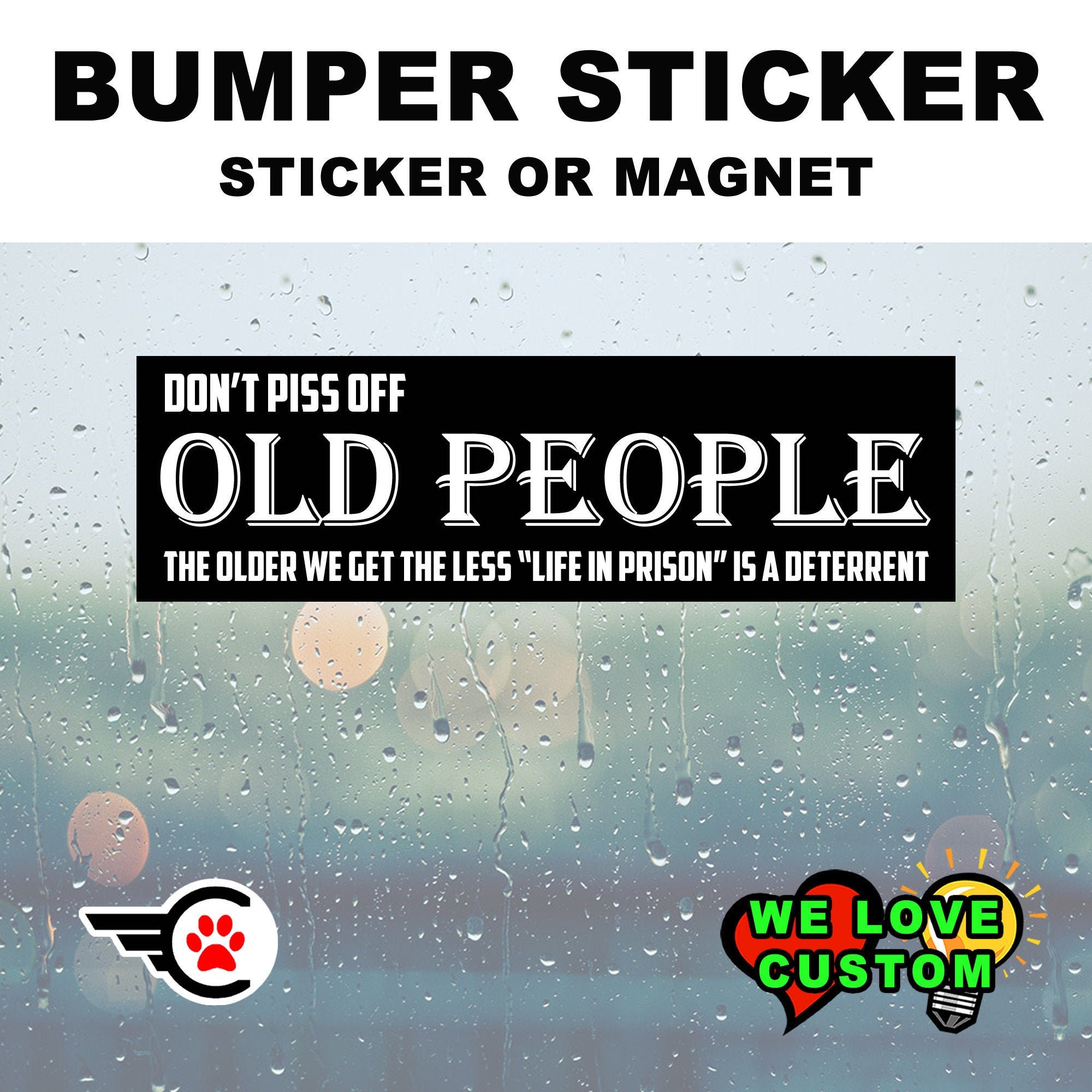 Don't Piss Off OLD PEOPLE The Older We Get The Less Life In Prison Is A Deterrent 10 x 3 bumper sticker or bumper magnet