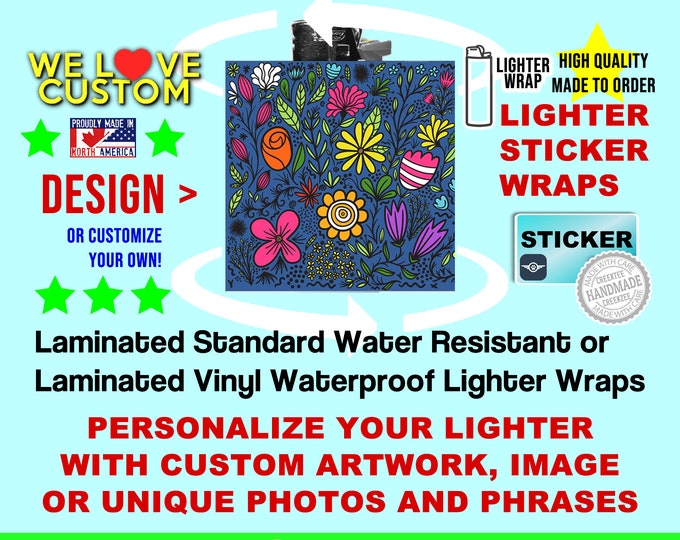 2X Large Lighter Sticker Wrap Cool Design or custom, Standard or Waterproof sticker with laminate long durability, Sticker Wrap Only