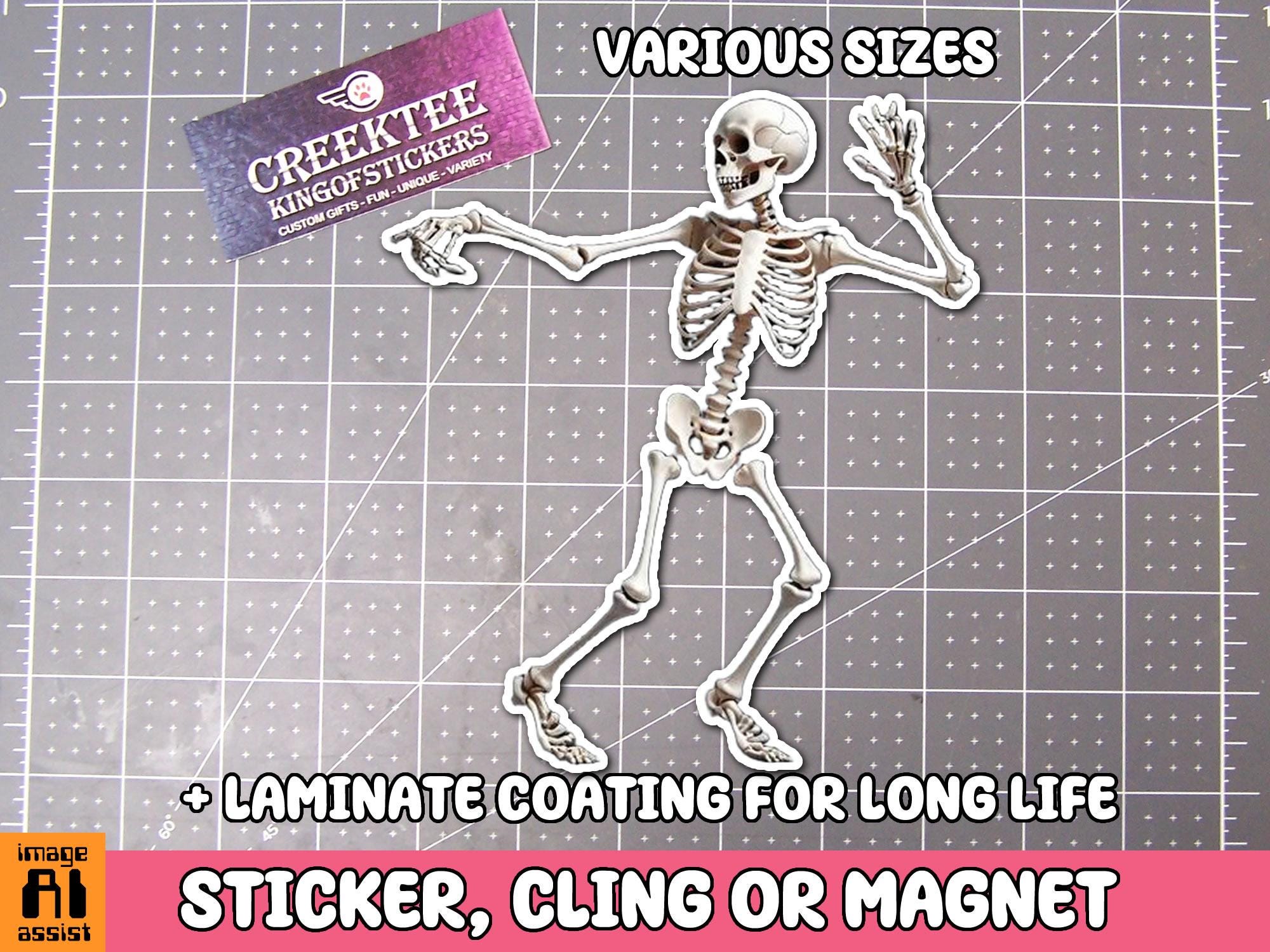 Skeleton Sticker Dancing Skeleton Magnet, dance macabre  Vinyl Sticker, Magnet or Cling in Various Sizes, skull drawing, laptop sticker