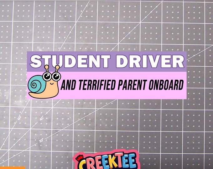 Student Driver and Terrified Parent Onboard Bumper Sticker, Magnet or Window Cling in Various Sizes Choose 10" for Standard Size