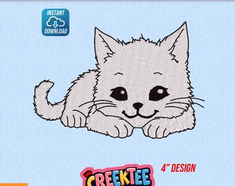 Embroidery File Cute Lazy Cat Instant Digital Download In Various Formats