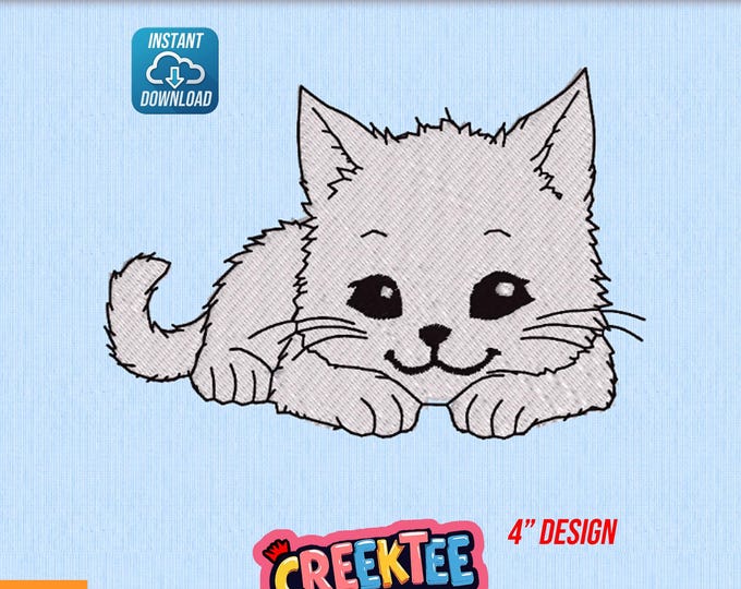 Embroidery File Cute Lazy Cat Instant Digital Download In Various Formats