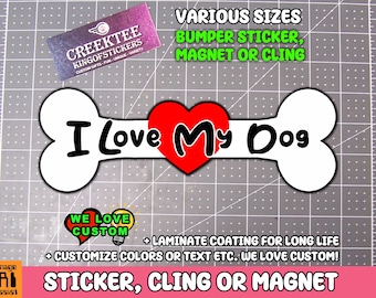 Magnet Me Up I Love My Great Dane Dog Bone Car Magnet - 2x7 Dog Bone Auto Truck Decal Magnet
