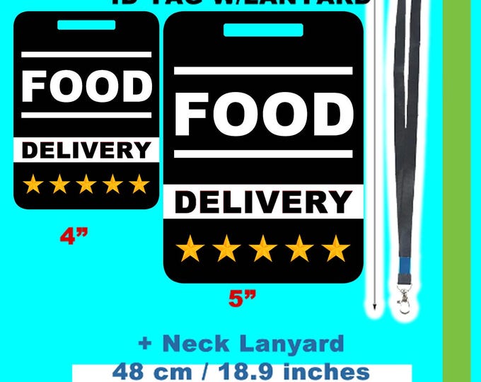 2x Plastic Mylar Food Delivery ID Tag with 18 inch Lanyards lightweigh waterproof mylar two size options