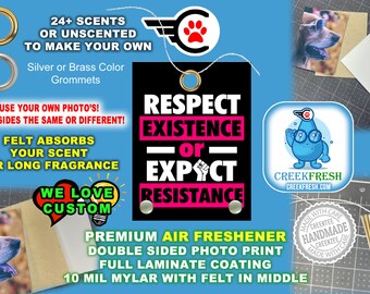 Respect Premium Air Freshener Color Photo Print with Felt middle for fragrance absorption -Scented or un-Scented - Double Sd.