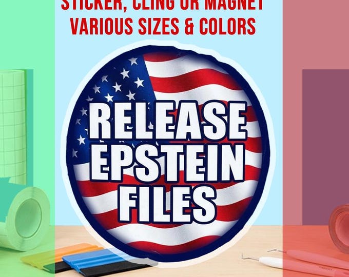 Release Epstein Files Round Bumper Sticker, Magnet, Vinyl Sticker or Window Cling, UV Laminate Coating, laptop, water bottle