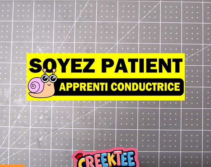 Soyez patient, apprenti conductrice Bumper Sticker, Magnet or Window Cling in Various Sizes Choose 10" for Standard Size