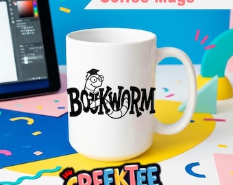 Bookworm 12 oz or 15 oz Mugs Full Color Dual Side Print