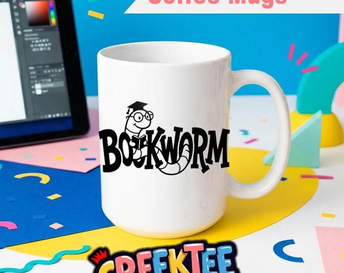 Bookworm 12 oz or 15 oz Mugs Full Color Dual Side Print