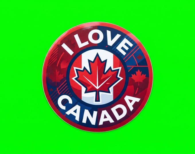 I Love Canada Bumper Sticker, Magnet, Vinyl Sticker or Window Cling, UV Laminate Coating