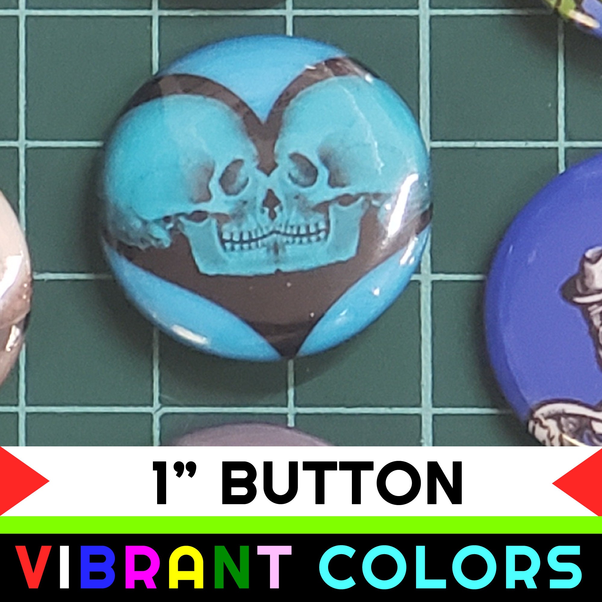 Skull Candy Fun 1 inch buttons. Skull Skeleton Pin back button Skull Candy Fun 1 inch buttons. Skull Skeleton Pin back button