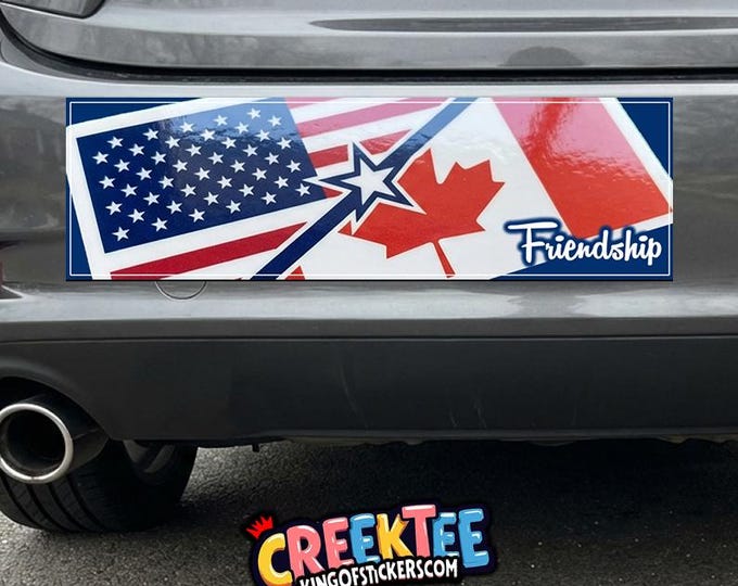Canada USA Bumper Sticker, Magnet, Vinyl Sticker, Window Cling or Magnet in UV Laminate Coating