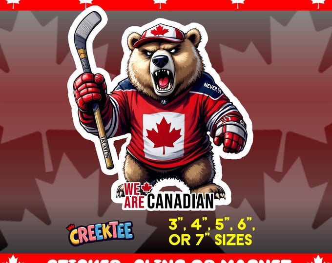 Never 51 Angry Polar Bear Canada Bumper Sticker Magnet, Vinyl Sticker Window Cling, UV Laminate Coating, laptop, water bottle