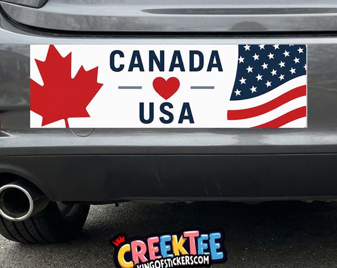 Canada USA Bumper Sticker, Magnet, Vinyl Sticker, Window Cling or Magnet in UV Laminate Coating