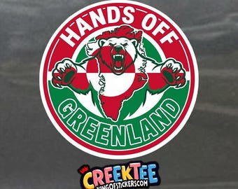 Hands Off Greenland Bumper Sticker, Magnet, Vinyl Sticker or Window Cling, UV Laminate Coating, laptop, water bottle