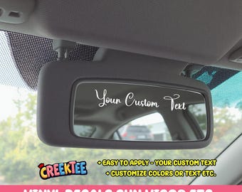 Personalized Car Mirror Decal, Rear View Mirror Sticker, Sun Visor Sticker, Custom Rear View Mirror Decal, Car Sun Mirror Text Decals
