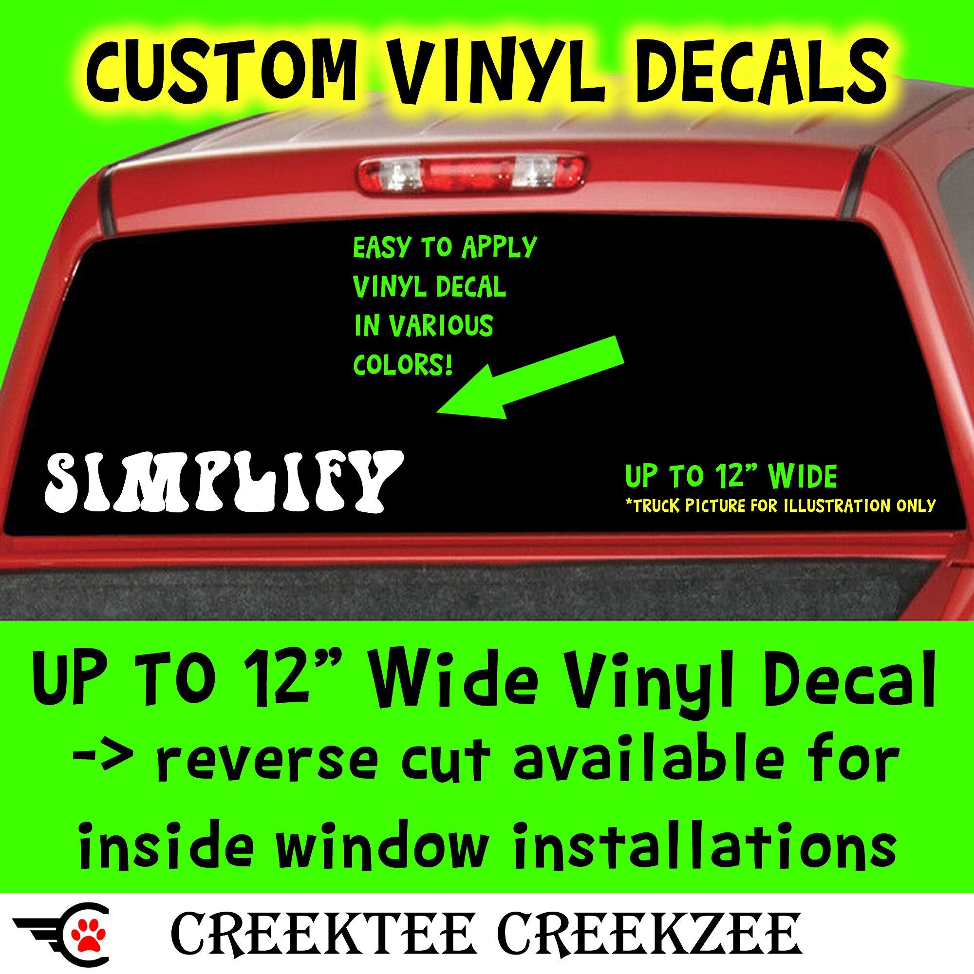 Simplify in Color Vinyl Decal Various Sizes and Colors Die Cut Vinyl Decal also in Cool Chrome Colors!