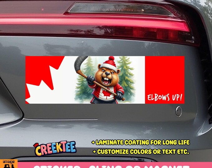 Elbows Up Bumper Sticker, Magnet, Vinyl Sticker, Window Cling or Magnet in UV Laminate Coating