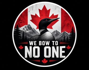 Canada We Bow To No One Round Bumper Sticker, Magnet, Vinyl Sticker or Window Cling, UV Laminate Coating, laptop, water bottle