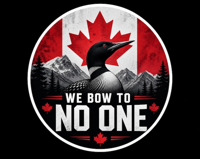 Canada We Bow To No One Round Bumper Sticker, Magnet, Vinyl Sticker or Window Cling, UV Laminate Coating, laptop, water bottle
