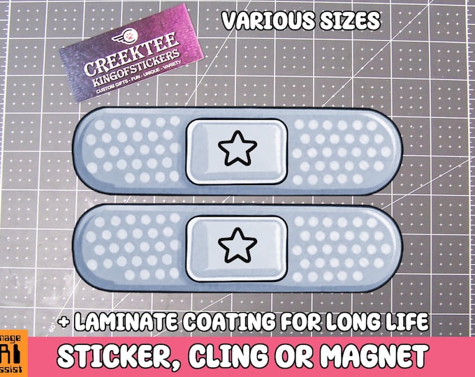 2x Bandage Vinyl Bumper Sticker or Bumper Sticker Magnet in UV Laminate Coating