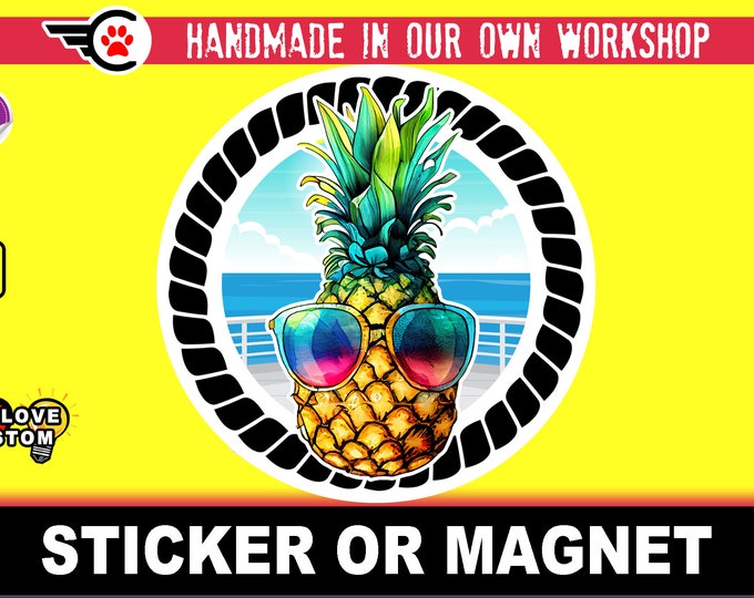 Pineapple sticker or magnet in various sizes and width's from 3" to 7" with uv laminate protection