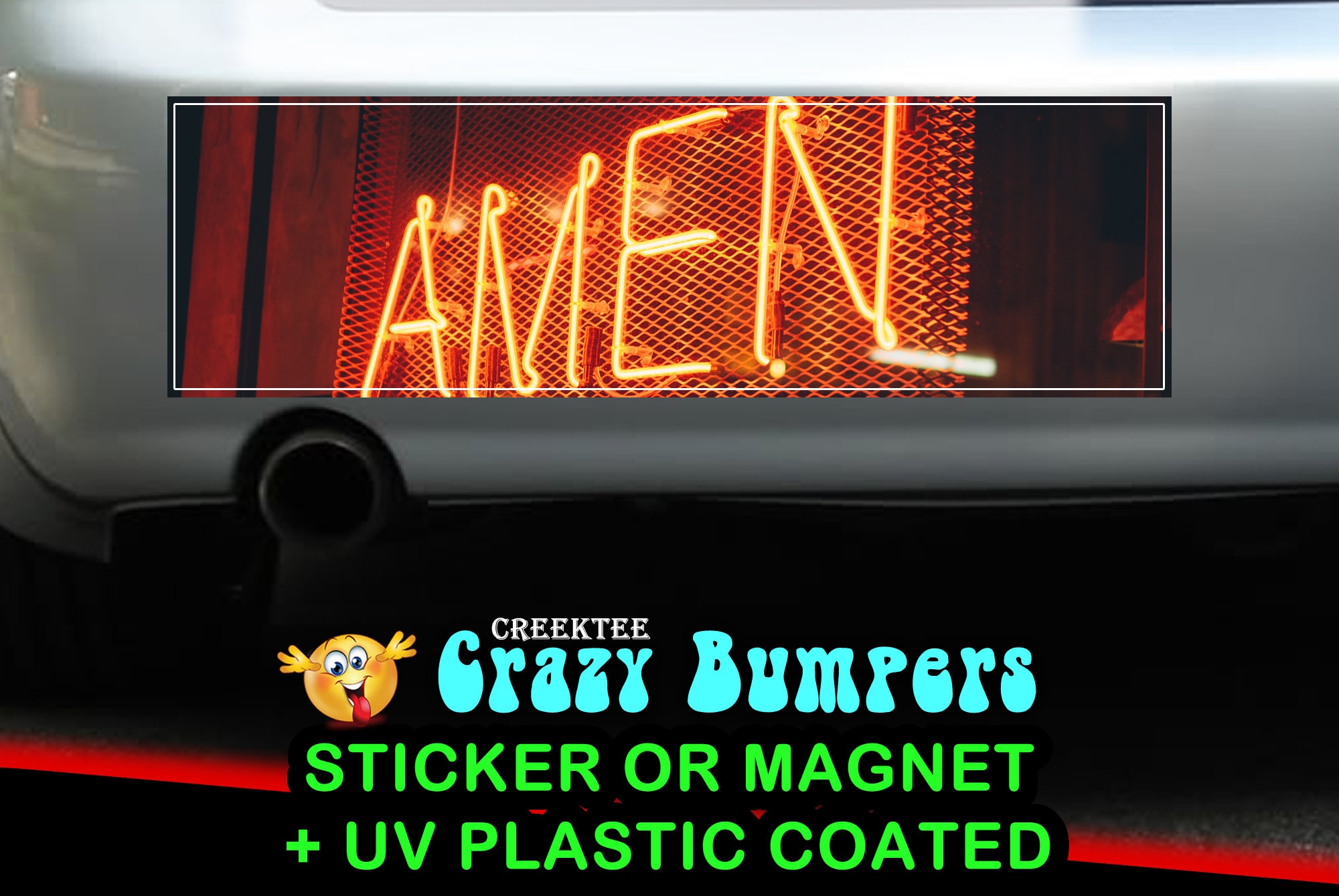 CAD$7.99 - Neon Amen With Me 10 x 3 Bumper Sticker or Magnet - Custom changes and orders welcomed! CAD$7.99 - Neon Amen With Me 10 x 3 Bumper Sticker or Magnet - Custom changes and orders welcomed!