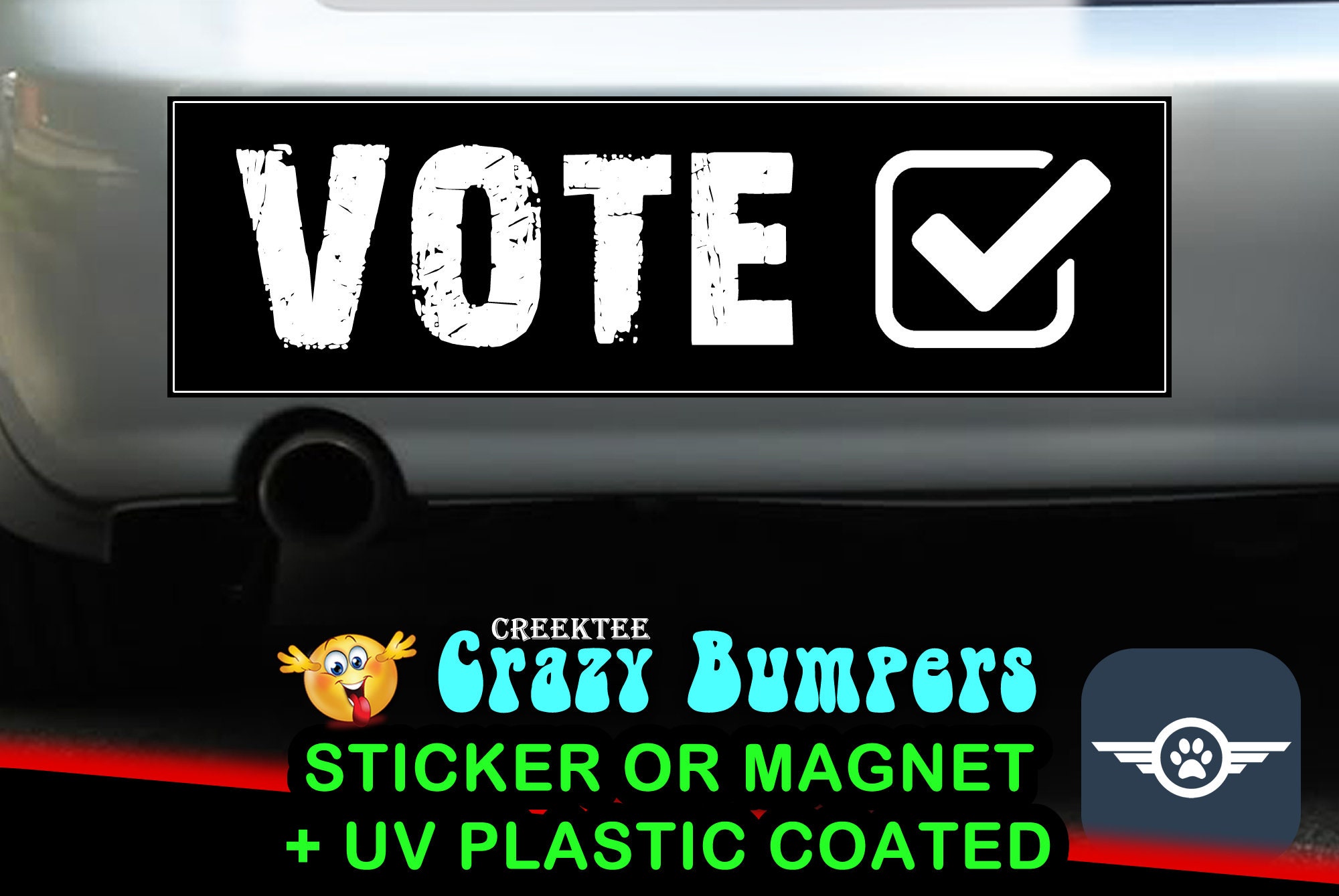 Vote 10 x 3 Bumper Sticker or Magnetic Bumper Sticker Available Vote 10 x 3 Bumper Sticker or Magnetic Bumper Sticker Available