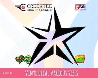 Star vinyl decal in various colors or chrome colors available. Various sizes